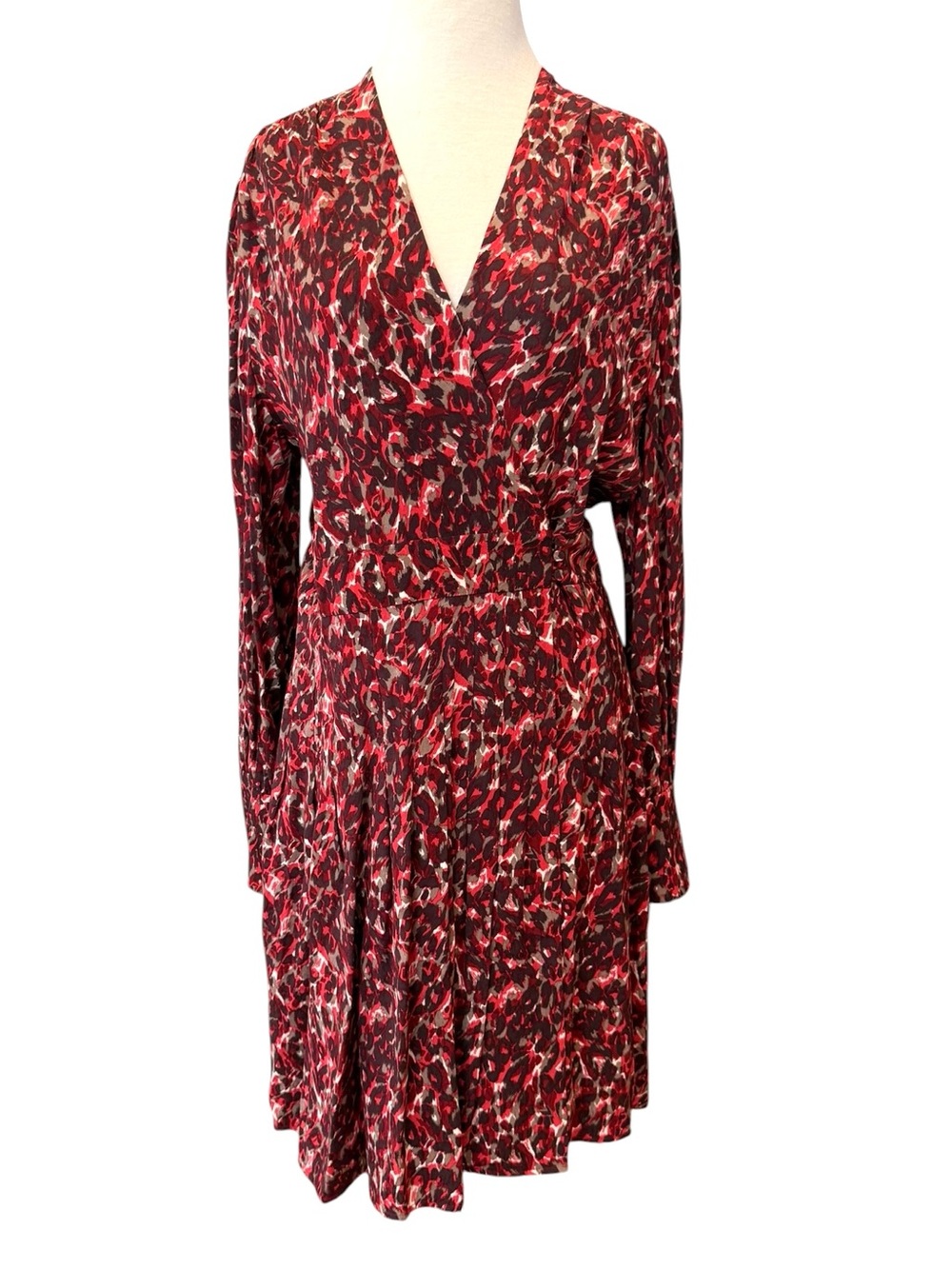 Equipment Femme Jenesse Dress NWT Merlot Leopard Wrap Mini Size 12 - Picture 2 of 12